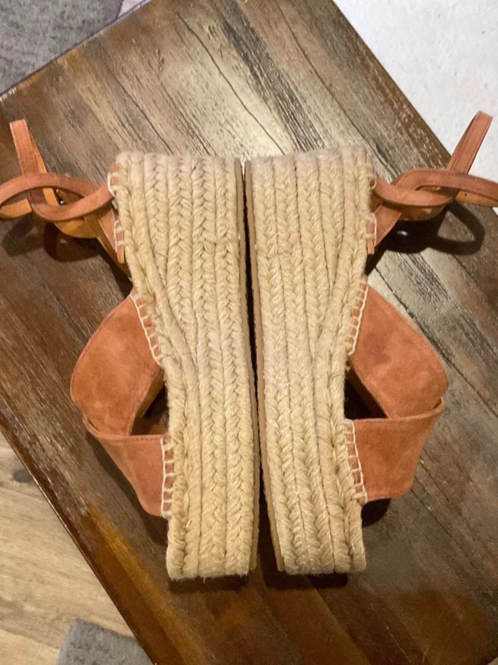 Rag & Bone Hera Wedge Espadrille Tan Suede Sandals size EU 38.5/US 8.5